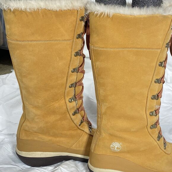TIMBERLAND Picudilla Boots 14" Waterproof Lace Up Outdoor Womens 8.5 Tan Wheat - Picture 9 of 15